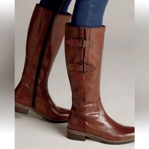 Clarks Tamro Spice Brown Leather Zipper Knee High NIB Boots Size 7